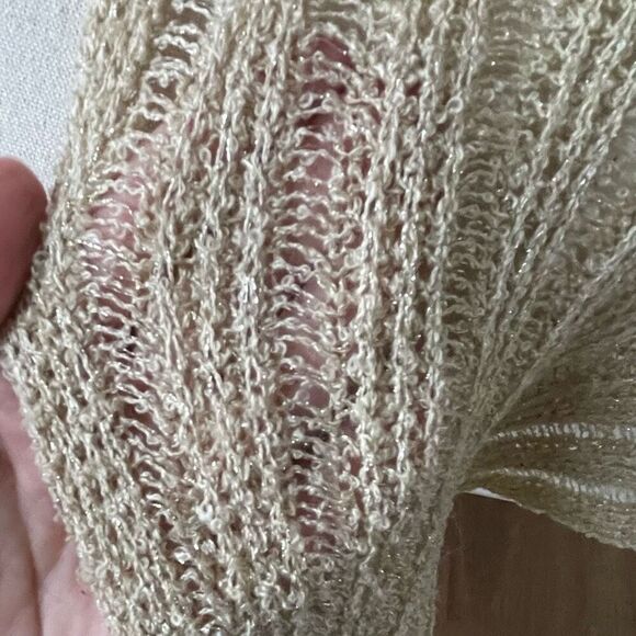 Vintage Glentex Tan Gold Shrug Sweater Tie Front Cardigan Open Weave OSFM S M - Picture 6 of 8